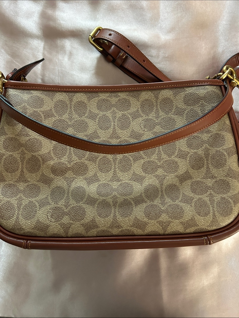 Coach Signature Canvas Shoulder Bag in Brown and Tan